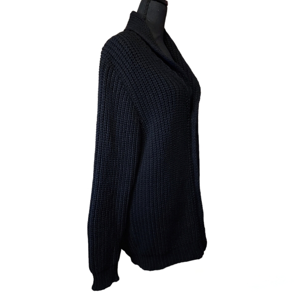 ROMEO GIGLI Wool Black Chunky Knit Slouchy Oversized Boyfriend Cardigan Sweater - Picture 5 of 7